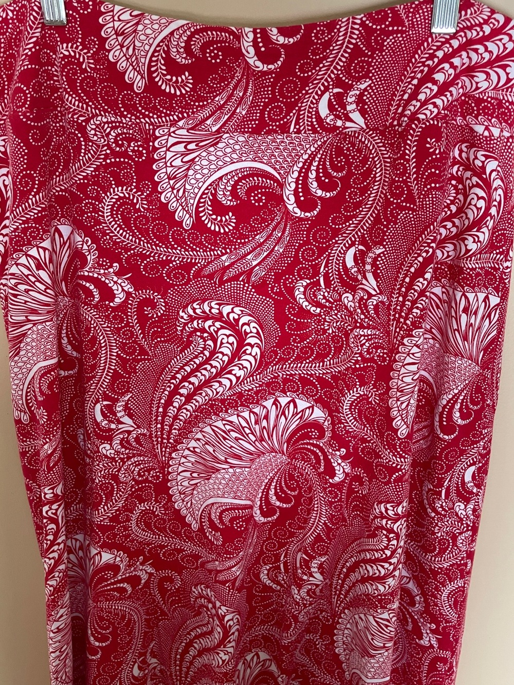 Talbots Red Paisley A-line Maxi Skirt Medium Pull On Elastic Waist - Picture 3 of 6